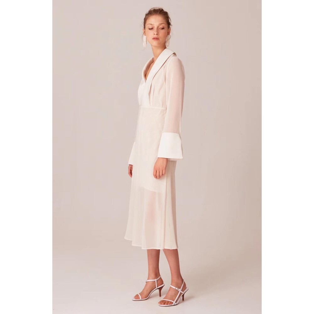 NWT C/MEO Collective Sheer Ivory Midi Wedding Dress – Size XS - Picture 3 of 4